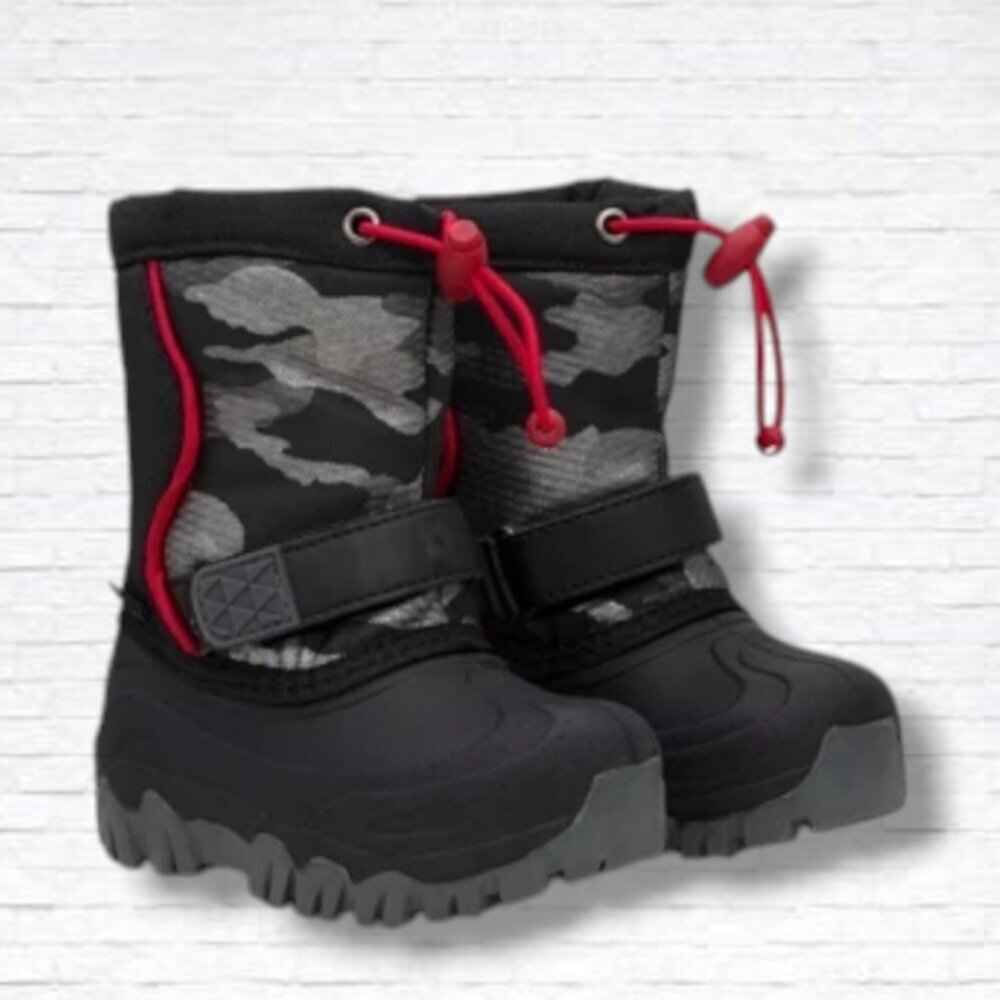 Elements Toddler Boys "Evan" Black Camo Waterproof Light-Up Winter Boots Size 9T